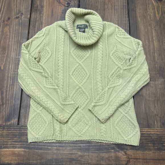 Women’s PXS Eddie Bauer‎ Green Cable Knit Turtleneck Sweater - Picture 1 of 5